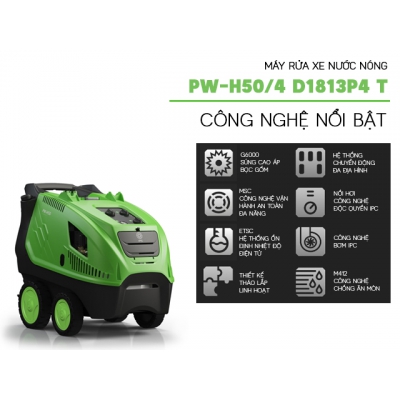 Máy rửa áp lực cao nước nóng 200 bar, 6.4 Kw (3 pha, kèm phụ kiện) Model PW-H504 D2017P4 T