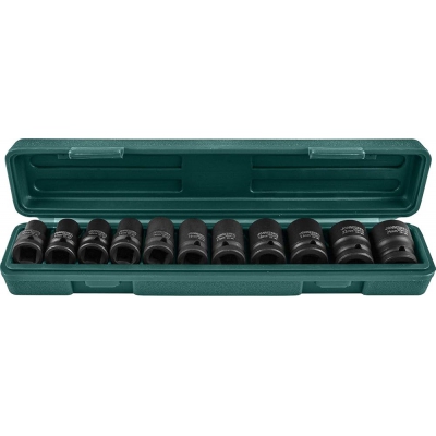 Bộ khẩu súng vặn ốc 1/2" hệ mét 11 chi tiết khẩu ngắn model: S03A4111S hãng Jonnesway Đài Loan