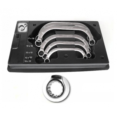 Bộ tròng cong 2 đầu, 5 chi tiết (10x12 -17x19 mm) hãng Jonnesway W65A105S