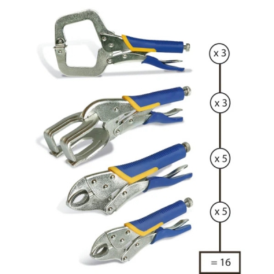 Bộ kìm 16 chi tiết dùng để giữ các chi tiết hàn của khung vỏ xe ô tô hãng Gys KKH.050266